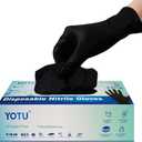 Black Disposable Nitrile Latex & Powder Free 6-Mil Gloves 100 Count, Textured, Mechanic Wearing, Cleaning, Food Black Large