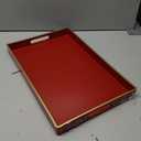 Leemxiiny Red Decorative Coffee Table Tray, Rectangular Plastic Serving Tray with Handles for Living Room, Ottoman, Bathroom, 15.7"*10.2"