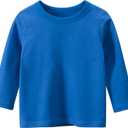 Toddler Boys Long Sleeve T-Shirts Kids Basic Crewneck Cotton Tee Shirts