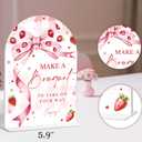 2 x Strawberry Bow Make A Bouquet Sign, Bridal Shower Sign Welcome, Wedding Reception Decor, Bridal Shower Centerpieces for Tables, Engagement Decor, Flower Bar Supplies, 6" X 8" Wedding Acrylic Plaque, 2