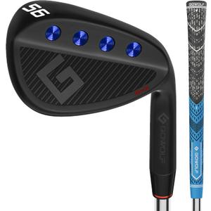 Gowolf 56 Degree Wedge Right Hand - Premium Forged Full Face Golf Wedges for Men, Golf Gap Wedges Sand Wedge Lob Wedge, Golf Clubs CNC Milled Face for More Spin - Great Golf Gifts (Black 56 Degree)