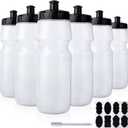 6 Pack 25 oz Sports Water Bottles Sports and Fitness Squeeze Water Bottles BPA Free come with 8 pcs Chalk Labels, 1 Pen(Dishwisher Safe)