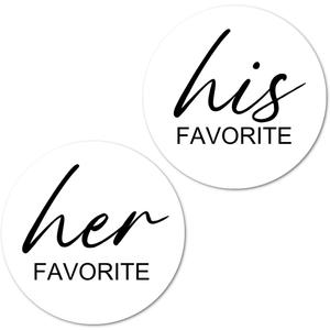 124 His Her Favorite Stickers (62+62), 1 Inch Big Round Glossy Labels, Wedding, Bridal Shower Favor Labels, Great for Gift Bags, Envelope Seal, Boxes, Tags, Bride and Groom Supplies. Made in USA