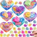 JOYIN 28 PCS Valentines Day Gift Cards with Glitter Mochi Squishy Toys, Cute Sea Animals Mochi to Squeeze, Stress Relief Fidget Toys for Kids Valentine Party Favor Classroom Class Exchange Prizes