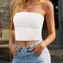 LILLUSORY Womens 2026 Summer Strapless Tube Tops Y2K Stretchy Bandeau Crop Clothes for Beach Vacation and Going Out (White, M)