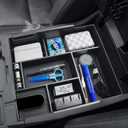 Center Console Organizer Tray Compatible with Toyota Tundra 2014 2015 2016 2017 2018 2019 2020 2021 Tundra Interior Accessories, Armrest Secondary Storage Box Insert Tray Divider, Black