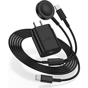 for Samsung Watch Charger Fast Charging,2 in 1 Galaxy Watch Phone Charger 6ft with 25W USBC Charger Compatible with Galaxy Watch 8/7/Ultra/6/6 Classic/5/5Pro/4/4 Classic/3/Active2/1/S24/S23/S22/21/20