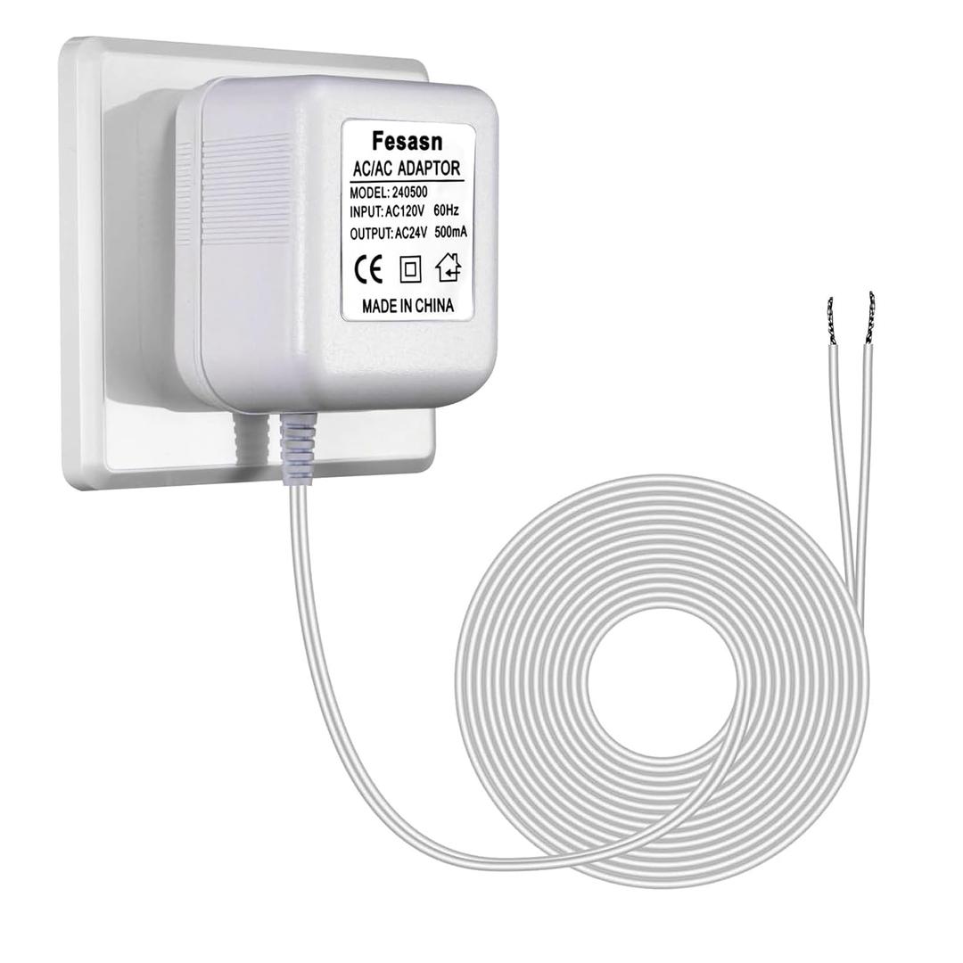 Fesasn C Wire Adapter for Smart Thermostat, 24V AC Power Supply, Fits for Nest Hello August Ring Door Bell and Ecobee Nest Honeywell Smart WiFi Thermostat (with 16.4 Foot White Door Bell Wire)