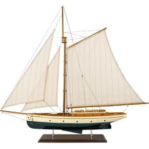 SAILINGSTORY Wooden Sailboat Model Ship, Green, 37" | 1930's Classic Yacht, Sailing Boat Decor