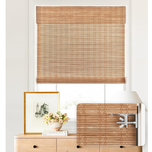 LazBlinds No Drill Bamboo Roman Shades, 29" W × 64" H, Ceylon Light Russet