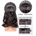 FantaLook Medium Black Wavy 80s Mullet Hat Wig with Mustache for 4th of July Cosplay Party and Halloween