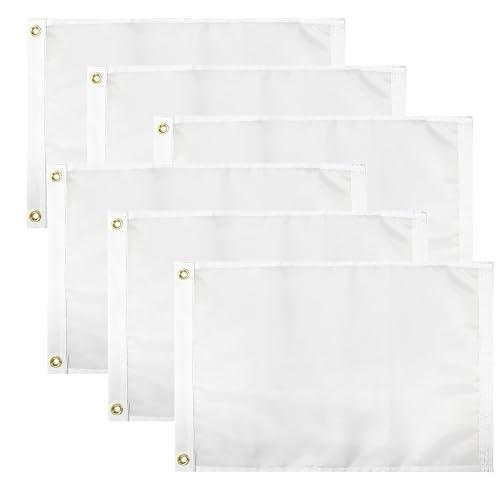 Flagolden Solid White Flag  6 Pack Nylon Small Blank Plain White Flags Heavy Duty DIY Flags to Create Your Own Custom Banner