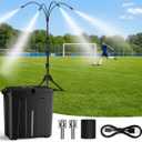 Ausic Portable Misting System with Stand, Water Cooling Misters Set for Outside Patio - 9L Bucket Built-in 10000mAh Battery & PCS Pump & Timer for Outdoor, Canopy, Sport, Golf, Beach, Greenhouse, Camp