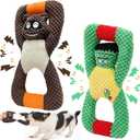 Squeaky Dog Chew Toys for Aggressive Chewers, Dog Toys for Large Medium Small Breed, Indestructible Tough Durable Dogs Toys Interactive Puppy Teeth Clean Natural Rubber(Raccoon & Zombie)