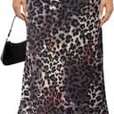 Women's Y2k Mesh Midi Skirt Elastic High Waisted Floral Print Bodycon Mermaid Long Skirts for Women
, Size L