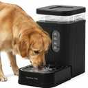 Gardner Pet 1.7 Gallon Automatic Dog Water Bowl Dispenser 6.5L Gravity Water Feeder with Stainless Steel Bowl & Maifan Stone Filter, BPA-Free for for Cats and Dogs (Black, 1.7 Gallon)