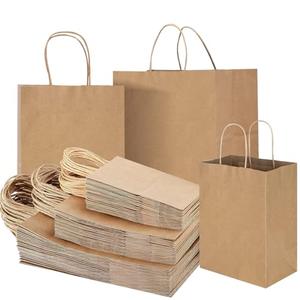 COGLARING 130 Pcs Brown Kraft Paper Bags with Handles - Bulk Assorted Sizes for Retail, Takeout, Bakery & Party Favors | Durable Shopping & Gift Bags for Merchandise, Small Business & Hospitality