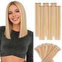 Hairro 6PCS 6 Clips In Short Hair Extensions Remy Real Human Hair Clip Ins Mini Clip On Hairpin Hairpieces For Women 36g 14 Inch #18RP613R