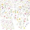 3Pcs Colorful Wildflower Table Cloth Plastic Floral Table Cloth Flower Tablecloth Wildflower Party Decorations Butterfly Tablecloth Spring Tablecloths for Party Birthday Baby Shower Wedding