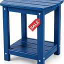 Adirondack Square Outdoor Side Table,2-Tier Storage Patio Side Table, HDPE End Tables for Backyard Pool Porch Garden Lawn, a:Oval 2-Tier
