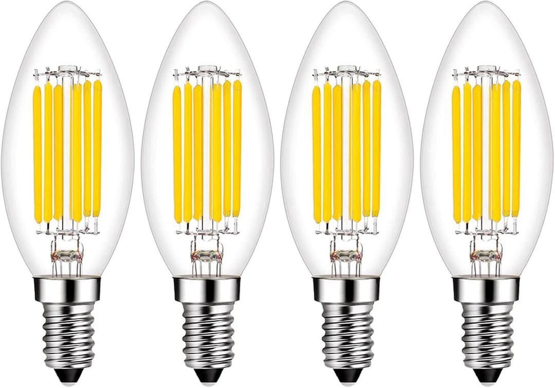 Beonllay E14 LED Bulb Dimmable 60W Equivalent 2700K Warm White, E14 Light Bulbs European Base 6W 600Lumens AC120V, E14 Edison Bulb for Turkish Lamp Light Bulb Replacement, 4 Pack