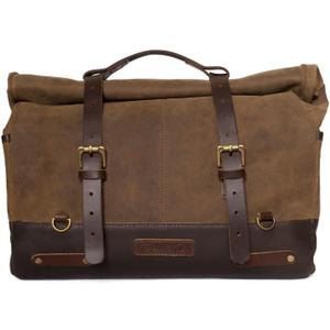 Trip Machine Company Motorcycle Genuine Leather Outlaw Saddlebag Bag with Mounting Strap and Rain Cover (Dark Brown, 17 L)