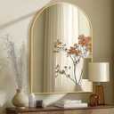 Arched Bathroom Mirror for Wall, 40" x 28" Gold Metal Frame Vanity Mirror, HD Glass Over Sink for Bathroom, Entryway, Bedroom