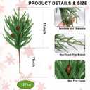Christmas Norfolk Pine Stems -18Inch Artificial Christmas Green Plants Branch Faux Greenery Branches Pine Picks for Vase DIY Crafts Xmas Garland Wreath Indoor Outdoor Home Holiday Decor (12)