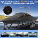 Tuszom 1200D 100% Waterproof Ski & Wakeboard Tower Boat Cover Tear-Proof Trailerable Full Size Boat Cover for Boats with Ski Or Wakeboard Towers (Black, 20'-22'L, Beam Width to 106" W)