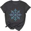 Ykomow Christmas Trees Shirt Womens Holiday Pine Tree Xmas Graphic Tees Christmas Family Shirt (Gray, S)