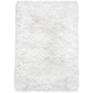 Latepis White Faux Fur Rug 3x5, Faux Sheepskin Rugs for Living Room, Fluffy Washable Rug for Bedroom Dorm Luxury Room Decor, Furry Rugs, Rectangle
