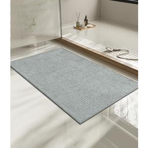 chakme Bathroom Rugs Mat 36x24, Ultra Thin Non Slip Bath Mat Quick Dry Absorbent Bath Mat for Bathroom Floor, (Light Grey, 36"x24")