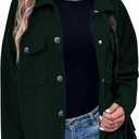 Astylish Womens Waffle Knit Long Shacket Jacket Oversized Casual Blouses Button Down Collared Dressy Shirts (XX-Large, Dark Green)