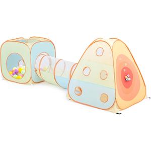 UTEX 3 in 1 Pop Up Play Tent with Tunnel, Ball Pit for Kids, Boys, Girls, Babies and Toddlers, Indoor/Outdoor Playhouse (3 in 1 with Suquare Tent)