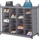 STORAGE MANIAC Stackable Shoe Cubby Organizer, Free Standing Shoe Cube Rack for Entryway, Bedroom, Apartment, Closet, 20-Cube Gray (Grey)