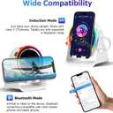 Wireless Induction Bluetooth Speaker, 4-in-1 with 360 Rotating Phone Holder and RGB Ambient Light, High-Definition Surround Sound (White)