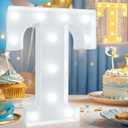 Pooqla LED Marquee Letter Lights, Warm White and Cool White Decorative Lighted Letters, Light Up Alphabet Letters for Boys Girls, Party, Wedding, Bar, Night Light, Birthday Decoration, Letter T