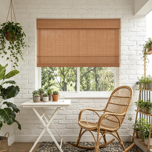 25.5" W × 64
" H No-Drill Cordless Bamboo Roman Shade,Natural Woven Bamboo Blinds for Window, Light Filtering Privacy Window Shades for Home,Office
