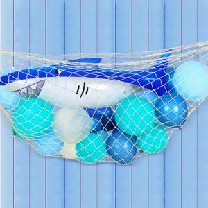 Soulchen 63 Pcs Sharks Party Decorations Including 1 Inflatable Shark Balloons 2 Natural Decorative Fish Net 60 Balloons for Under The Sea Ocean Theme Birthday Party Supplies