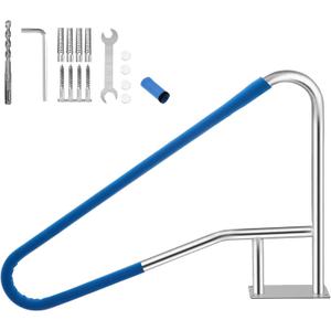 Pool Handrail, 304 Stainless Steel Pool Stair Rail with Grip Cover, Pool Railings for Inground Pool, 55"x32", 375lbs Load Capacity