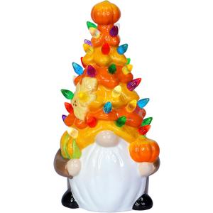 Extra Large - Thanksgiving Decorations Lighted Fall Gnomes Ceramics Tree with Pumpkin Thanksgiving Gnomes Tree Thanksgivings Table Decor Fall Decorations for Home Dinner Table Centerpiece Party Indoor