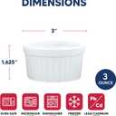 HIC Kitchen Souffle Ramekin, Fine Porcelain, For Baking Custards, Souffles, Condiments, And Desserts, 3-Ounce Capacity, Set of 5
