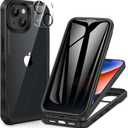 CENHUFO Privacy for iPhone 14 Plus Case, Full Body Phone Case with Built-in 9H Tempered Glass Privacy Screen Protector and Camera Lens Protector, Anti Peep Shockproof Bumper Clear Cover - Black