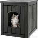 Cat Litter Box Enclosure, Plastic Outdoor Cat House Weatherproof, Multi-Functional Hidden Litter Box Furniture for Living Room, Backyard, Patio, Black, 23.5"D x 18.5"W x 22.5"H