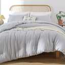 ROSGONIA Oversized King Comforter Light Gray, 3pcs (1 Grey Comforter & 2 Pillowcases), Soft Lightweight Oversized King Size Comforter Sets Bedding, Oversized King Comforter 120"x98", Light Grey