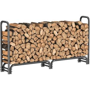 Mr IRONSTONE 8FT Firewood Rack Outdoor with Fabric Mesh for Storing Logs of Various Size, Heavy Duty Fire Wood Racks Holds Up to 4000LBS, Fireplace Log Holder Wood Pile Storage Stacker Organizer