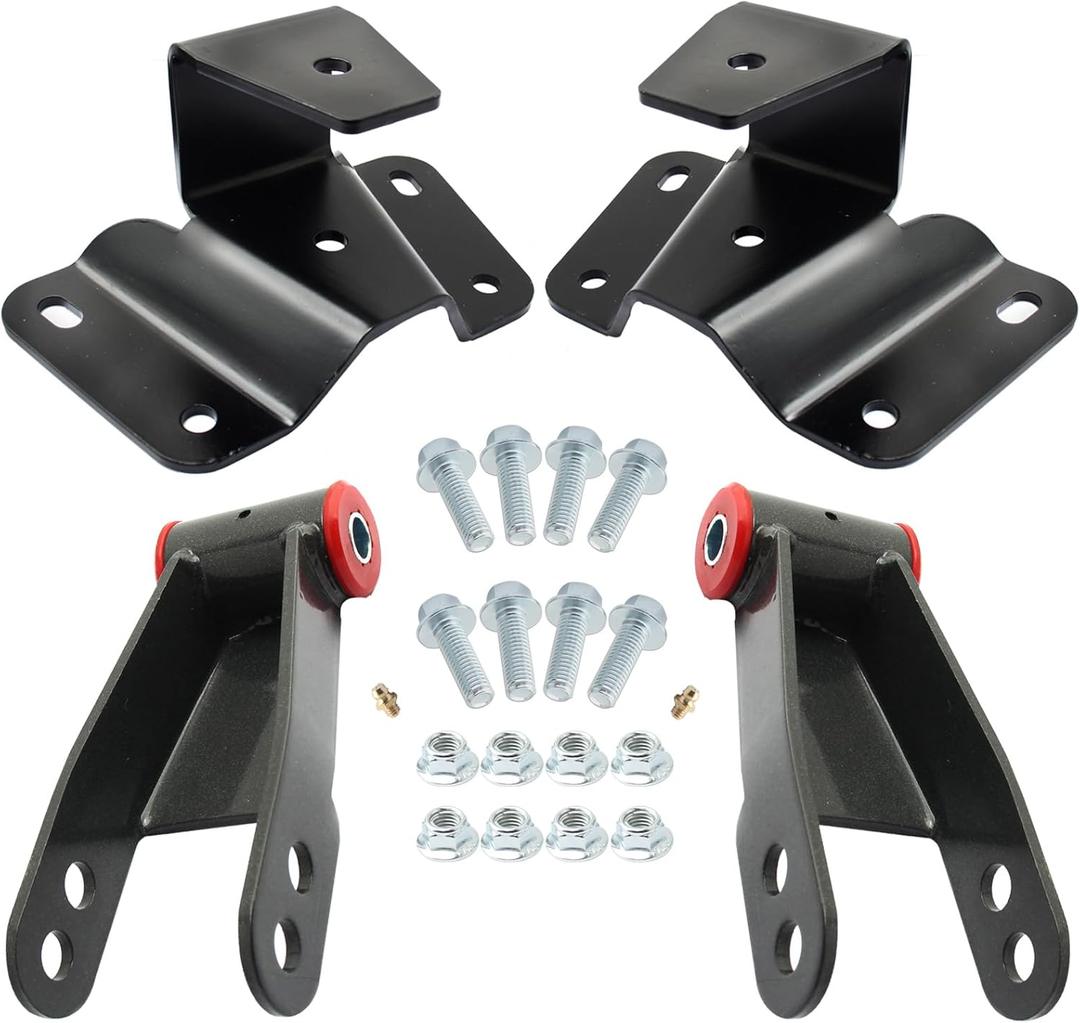 4'' Lowering Shackles and Hangers Kit for Ford F150 F100 1973-1996 Pickup Truck 2WD Rear Leveling Suspension Drop Set