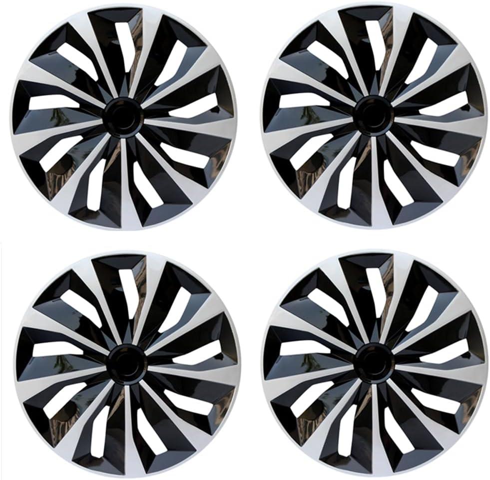 Hubcaps Wheel Covers Replacement R14 Size Hub Cap Universal-Fit Steel Wheel Rim Caps ABS Tire Cover Snap on Most Car Truck SUV Sedan -Set of 414-inchSilver-Black