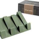 2 x Silicone Soap Dish (USA Patented) Self Draining Bar Soap Holder for Shower Bathroom Sink, Drying Soap Dish Tray Kitchen Sponge Holder Easy Cleaning Soap Saver Mat (Eco Green, 1)