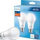 PHILIPS LED 60W A19 4-Pack Basic Soft White (2700K) 800 Lumen (10W = 60W) Frosted Flicker-Free Light Bulbs
